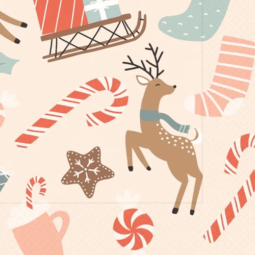 IHR Dancing Deer Gingerbread 5" x 5" 3-Ply Cocktail Napkins, 20-Count
