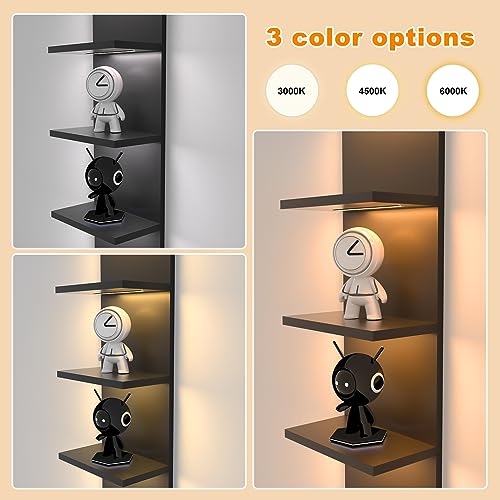 Homaterial 5-Tier Wall Shelf Unit with Light - Black, Modern Floating Shelves