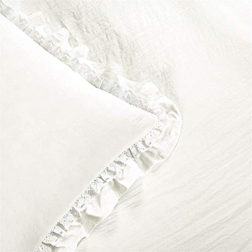 Twin Ivory Ruffle Lace Comforter Set - White Bedding with Ruffle & Lace Trim - Twin XL Variation