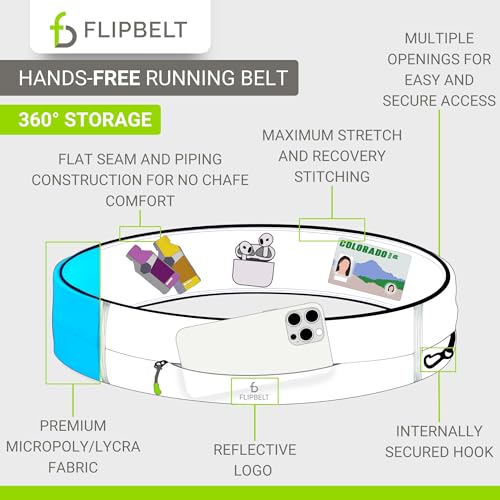 FlipBelt Zipper Running Waist Pack Large Carbon for Fitness & Travel