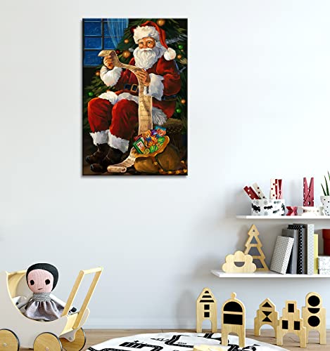Santa Reading Wishes Christmas Wall Art — 24x36in Canvas Print