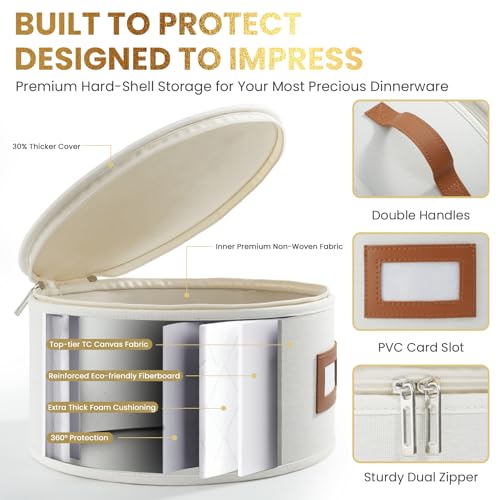HOMELUX THEORY Ivory 8-Piece China Storage Set with Lid - Dinnerware & Flatware Organizer