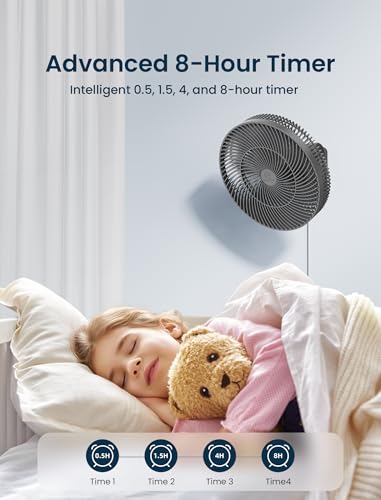 Grey Frame 12-Inch Wall-Mounted Oscillating Fan with Remote & Timer