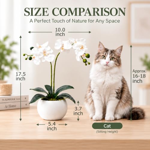 Artificial White Orchid in Pot - Realistic Faux Flower Decor for Home & Office