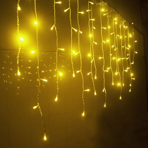 FATONESA 13FT-96LED Extendable Icicle Christmas Fairy String Lights Warm White 8 Modes