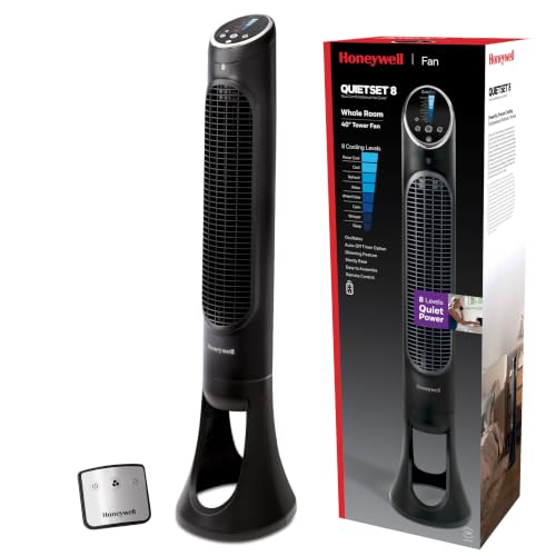 Honeywell QuietSet Oscillating Tower Fan - 8 Speed Black Remote Control