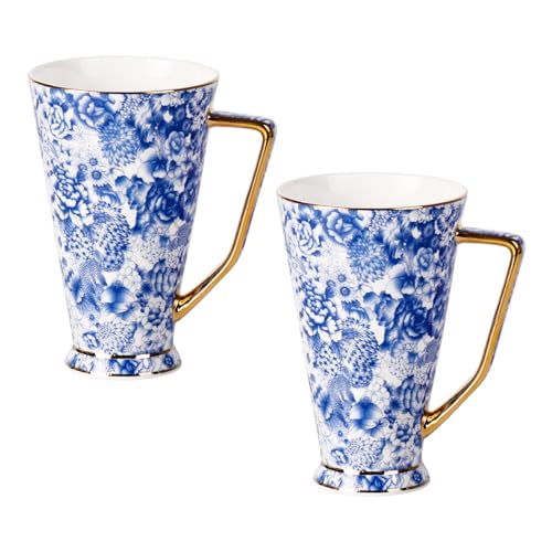 KAMMAK Ceramic Coffee Mugs Set of 2, Large Tea with Handle