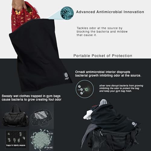 Ornadi Waterproof Odor-Resistant Sweat & Gym Clothes Bag, Antimicrobial, Leakproof