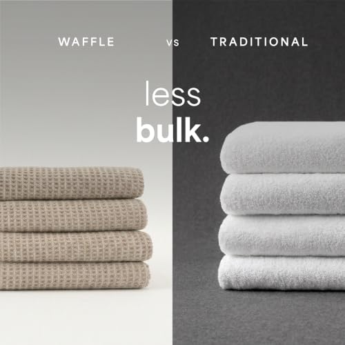 Beige Microfiber Waffle Bath Towels 4 Pack - Quick-Dry & Absorbent