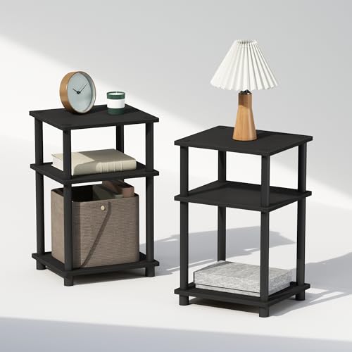 Furinno Toeless 3-Tier Nightstand Set of 2 - Americano / Black