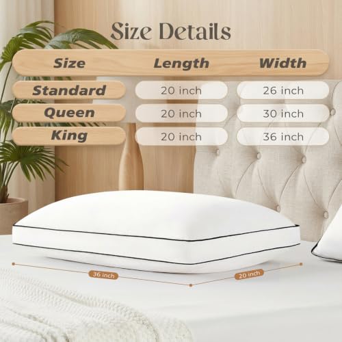 Mosluna White King Size Goose Feather Down Pillow Set of 2 Luxury Hotel Collection