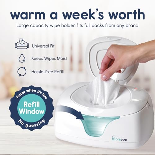 Hiccapop Baby Wipe Warmer & Dispenser - White, Keeps Wipes Moist & Warm