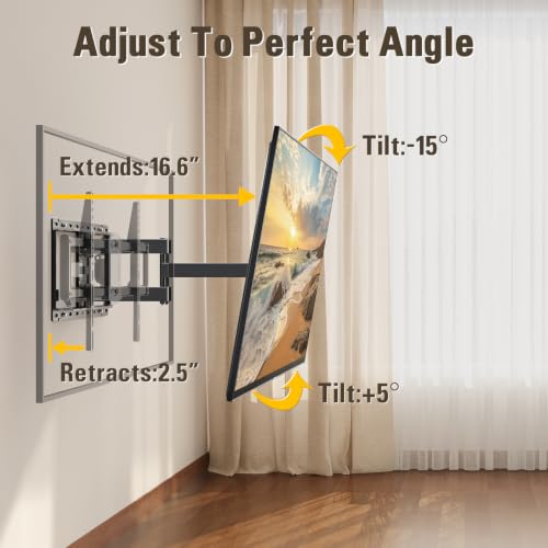 Full Motion TV Wall Mount for 42-90 Inch TVs Up to 154 lbs - 16" Studs