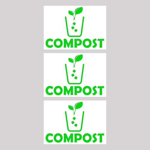 XTRAYXRAY 10x7 Inch Compost White Trash Recycle Sticker Set of 3 for Bins