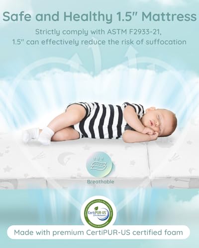Star & Moon Pack and Play Mattress 38x26x1.5 Inch Portable Baby Crib Pad