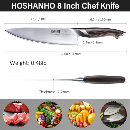 8-Inch Japanese High Carbon Steel Chef's Knife - Ultra Sharp, Non-Slip Handle