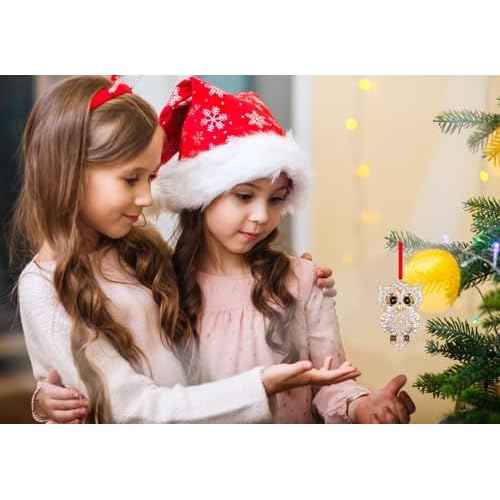 FLYAB Owl Christmas Ornaments - 2025 Metal Sparkles Ornaments for Christmas Tree Indoor Stocking Stuffers Xmas Decorations Gifts for Women Girls Mom Sisters Owl Lovers