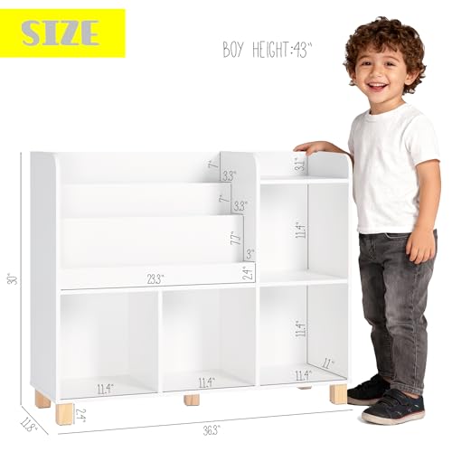 Kids Bookshelf and Toy Storage Cube Organizer - Child-Friendly, Safe & Sturdy