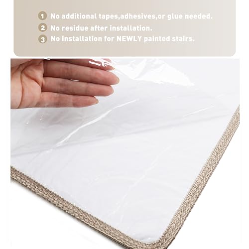 PURE ERA Cream Gray 8x30 Inch Carpet Stair Treads 14 Pcs Non-Slip Home Decor