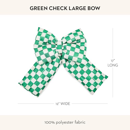 MacKenzie-Childs Green Check Large Christmas Bow for Wreaths & Gifts - Green & White