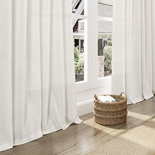 Nanspring 52" x 120" Linen Blend Curtains Pack of 2 Neutral Farmhouse Drapes
