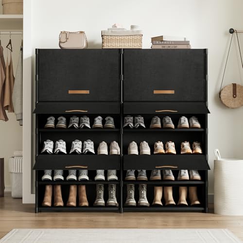 42-Pair 2x7 Tier Shoe Cabinet Storage Organizer - Black, Variation 2 by 7(42 Pairs)