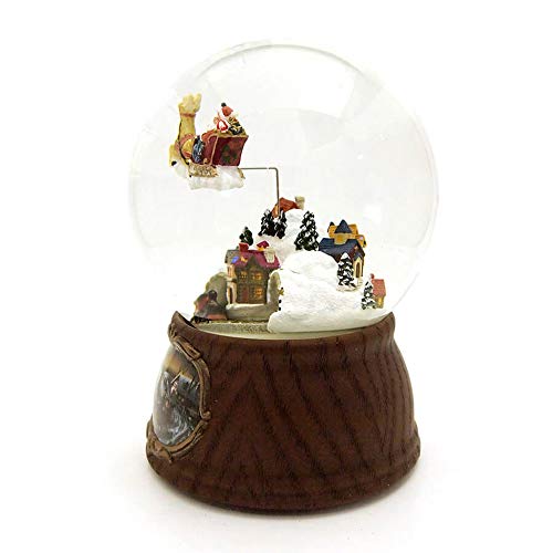 6.25in Brown & White Santa with Train Snow Globe - Musical Christmas Figurine
