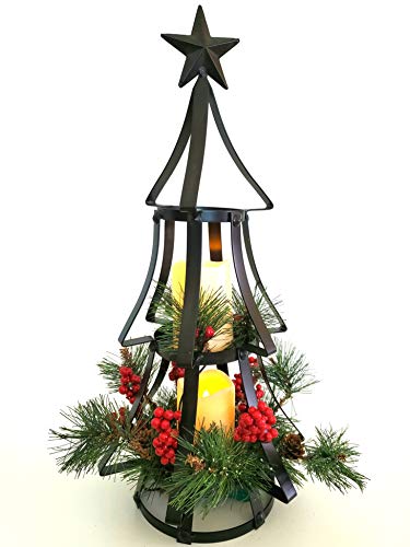 Rustic Lighted Christmas Tree with Flameless Candles - 1.5ft Holiday Centerpiece