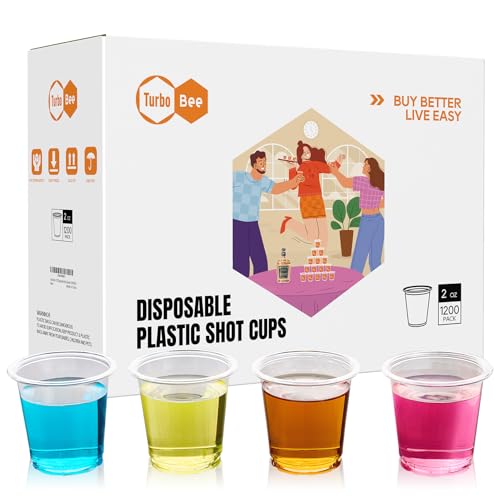 Disposable 2 oz Plastic Shot Glasses - 1200 Count, Clear, Mini Cups - Variation of 1200pack 2oz