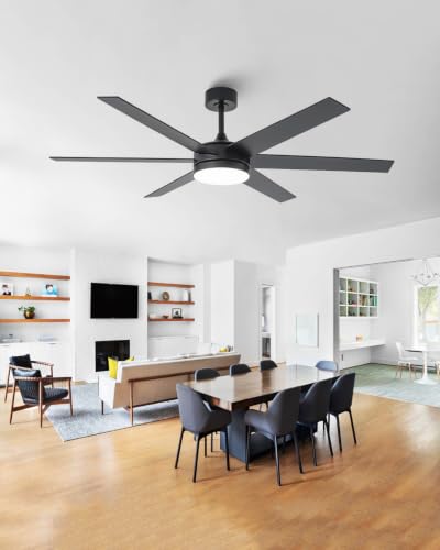 60 Inch Ceiling Fan with Lights Remote & App Control - Black