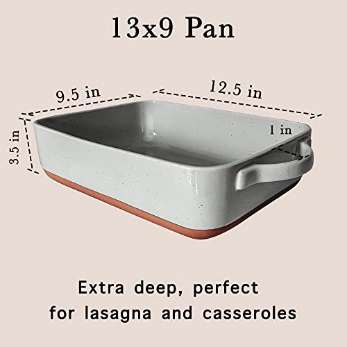 Deep 9x13 Inch Porcelain Baking Dish - Oven & Freezer Safe, Earl Grey Variation
