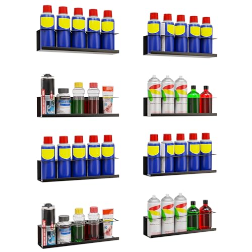 Black 8-Pack Wall-Mounted Spray Bottle & Aerosol Can Organizer Rack