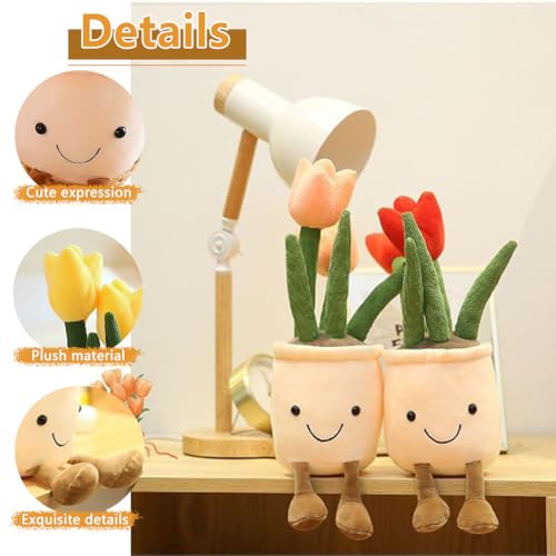 LYFJMUS 3 Pcs Soft Succulents Plush Toy Soft Tulip Plush Toys Simulation Succulents Tulip Throw Pillow Gift for Kids (Tulip)