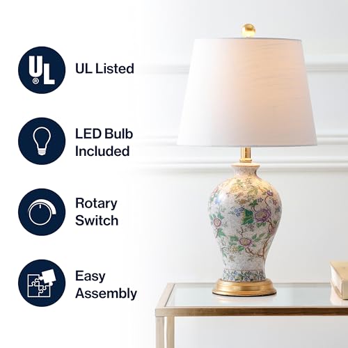 French Country Floral Urn Ceramic Lamp - Multicolor, 24 Inch
