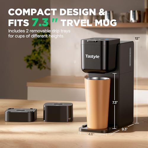 Tastyle Classic Black Single Serve Coffee Maker with 16 Oz Brew & Ice Function