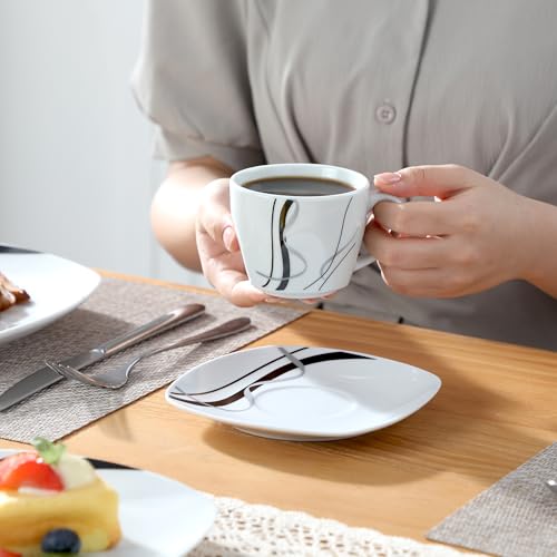 VEWEET FIONA Ceramic Dinnerware Set for 6 - 30 Piece White & Black Tableware