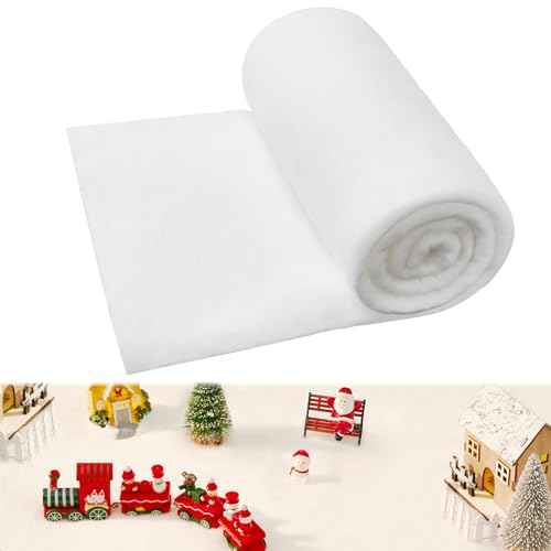 Christmas Fake Snow Blanket, Artificial Snow for White Christmas Tree Decorations, Soft Fluffy Faux Snow Blanket for Winter Wonderland Christmas Village Displays,3 x 8 Ft