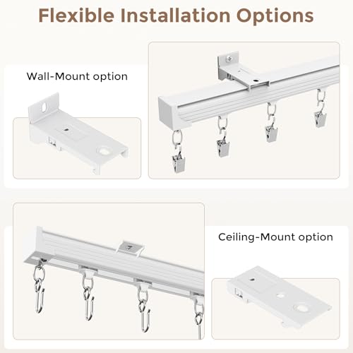 hei! dear White Ceiling Curtain Track 15-18 ft Heavy Duty Wall & Ceiling Mount Rail