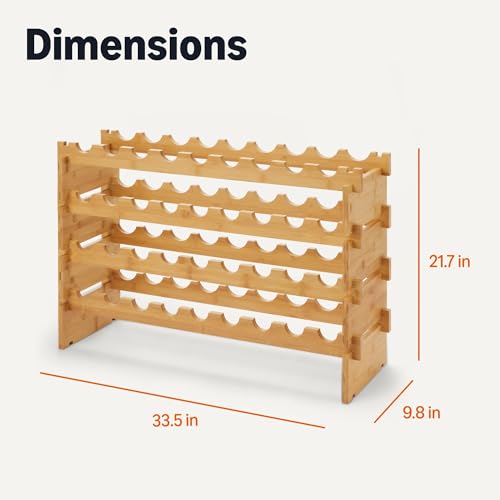 Stackable Bamboo Wine Rack - 36 Bottle Capacity, Easy Assembly