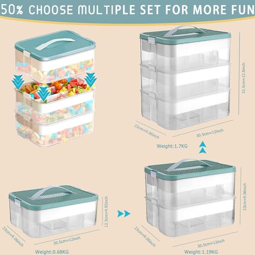 Stackable Plastic Toy Storage Organizer with Adjustable Compartments for LEGO Blocks