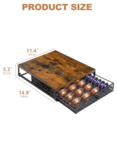 Sedegn Rustic Brown Nespresso Vertuo Pod Holder Organizer for 56 Small & 28 Large Pods
