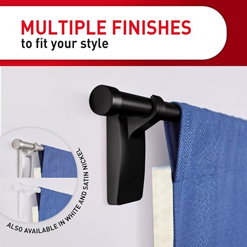Command Medium Black Curtain Rod Hooks with 4 Hooks and 12 Strips - Damage-Free Installation