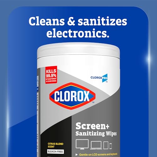 CloroxPro Screen+ Sanitizing Wipes Pack of 6 - 75 Count Canisters, Electronics & Sensitive Surface Disinfectant, Citrus Scent