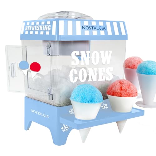 Blue Nostalgia Snow Cone Machine - 8 Oz Countertop Slushie Maker for 20 Treats