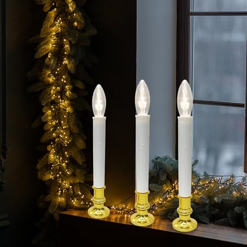 Abeja 4 Pack Battery Operated LED Window Candles with Suction Cups - Christmas Lights