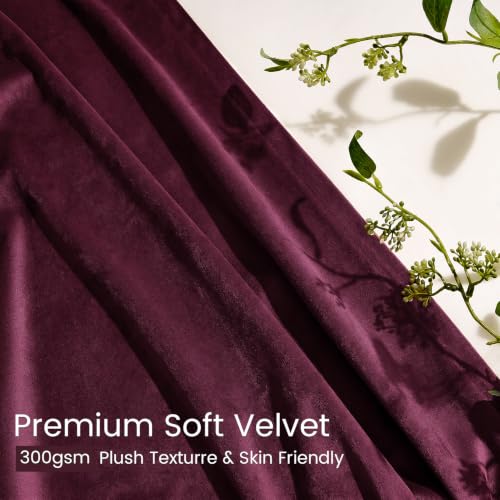 Ruby Velvet Curtain Set with Pinch Pleats - 4 Panels 40x84 Inch, Blackout, Elegant Home Decor