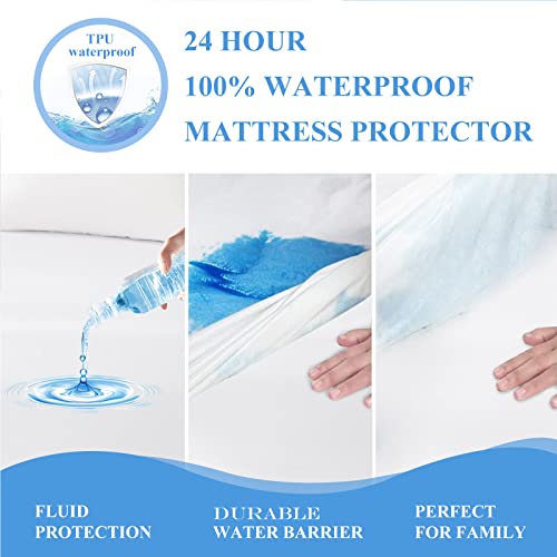 Softhour 2 Pack Twin Waterproof Mattress Protectors - Breathable Deep Pocket Fit