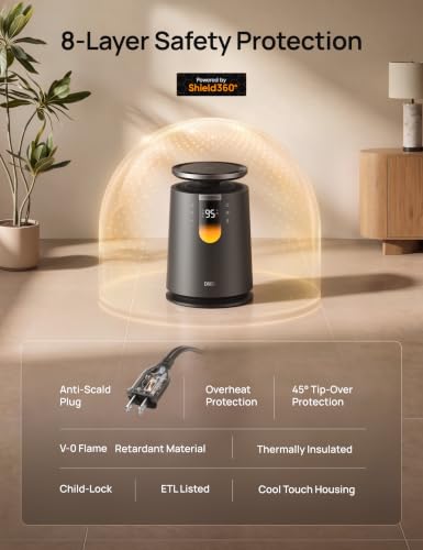 DREO Whole Room Heater 360° Omni-Directional Heating, 13-Inch Grey