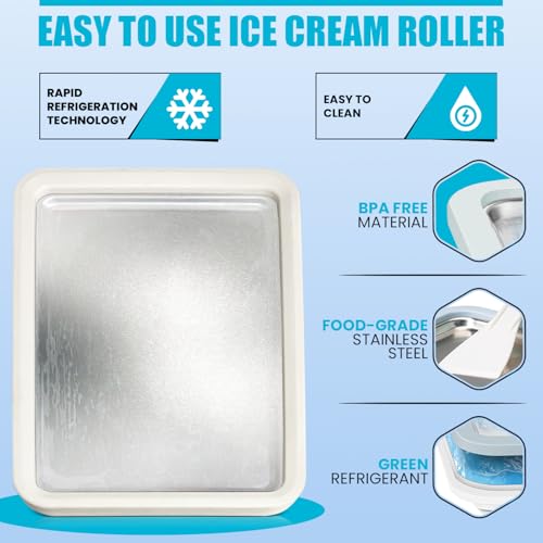 Extra Large White Rolled Ice Cream Maker (14x10 inch) - Family Dessert Machine