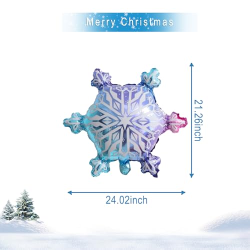 WRBAJIS 5Pcs Colorful Snowflake Foil Balloons Set - 21.26x24.02in Winter Wonderland